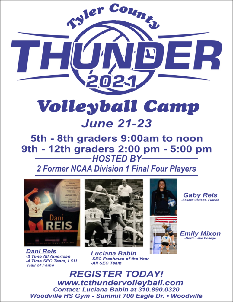 Tyler County Thunder Volleyball Camp Information
